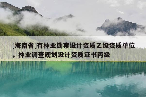 [海南省]有林業(yè)勘察設計資質乙級資質單位，林業(yè)調查規(guī)劃設計資質證書丙級