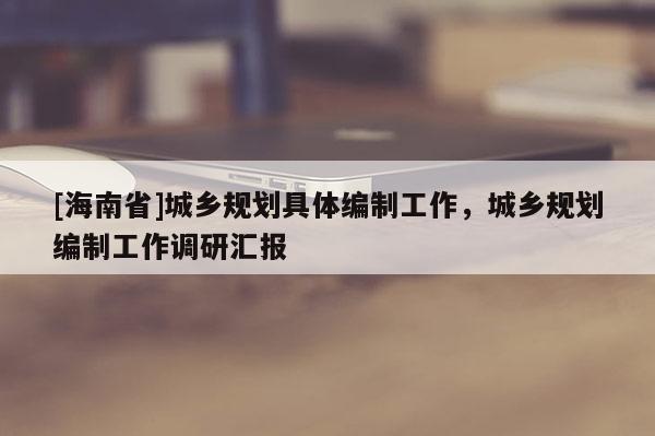 [海南省]城鄉規劃具體編制工作，城鄉規劃編制工作調研匯報