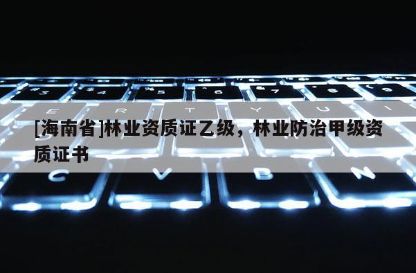 [海南省]林業資質證乙級，林業防治甲級資質證書